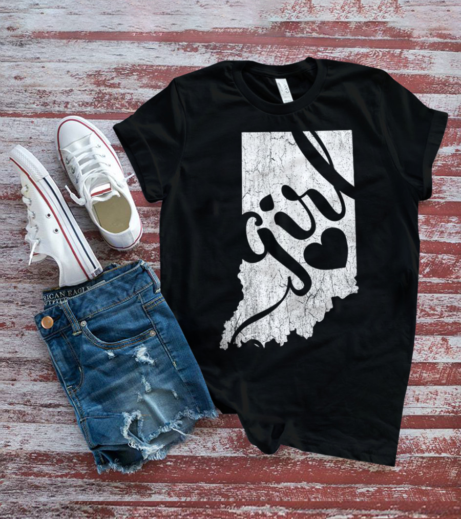 Indiana Girl Heart Map T-Shirt