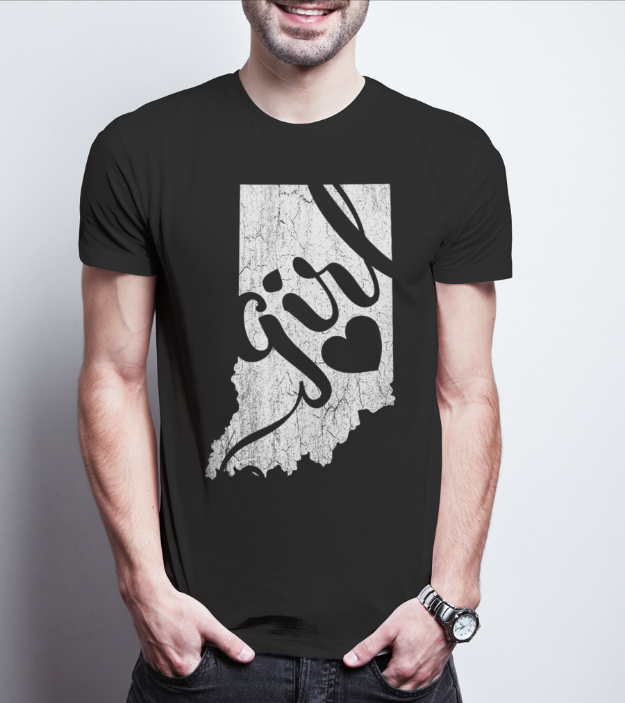 Indiana Girl Heart Map T-Shirt