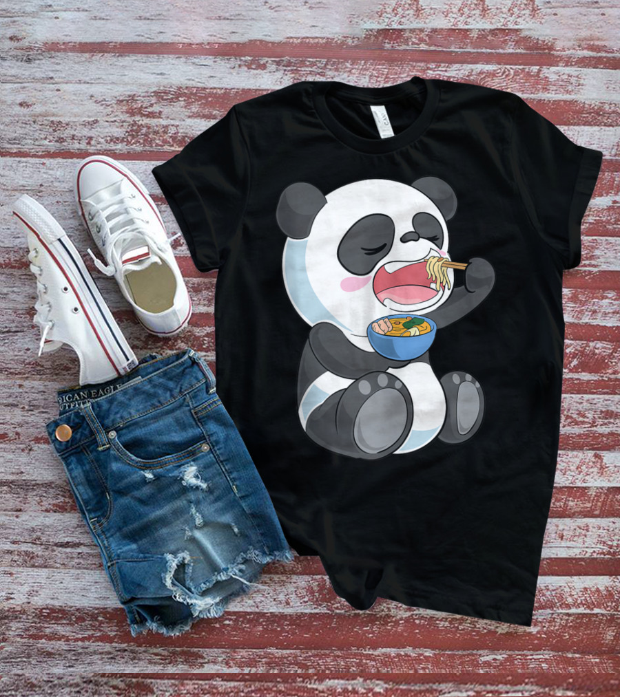 Ramen Eating Panda Bear With Japanese Noodles T-Shirt