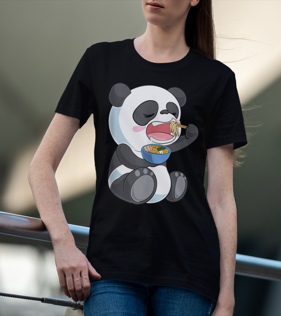 Ramen Eating Panda Bear With Japanese Noodles T-Shirt