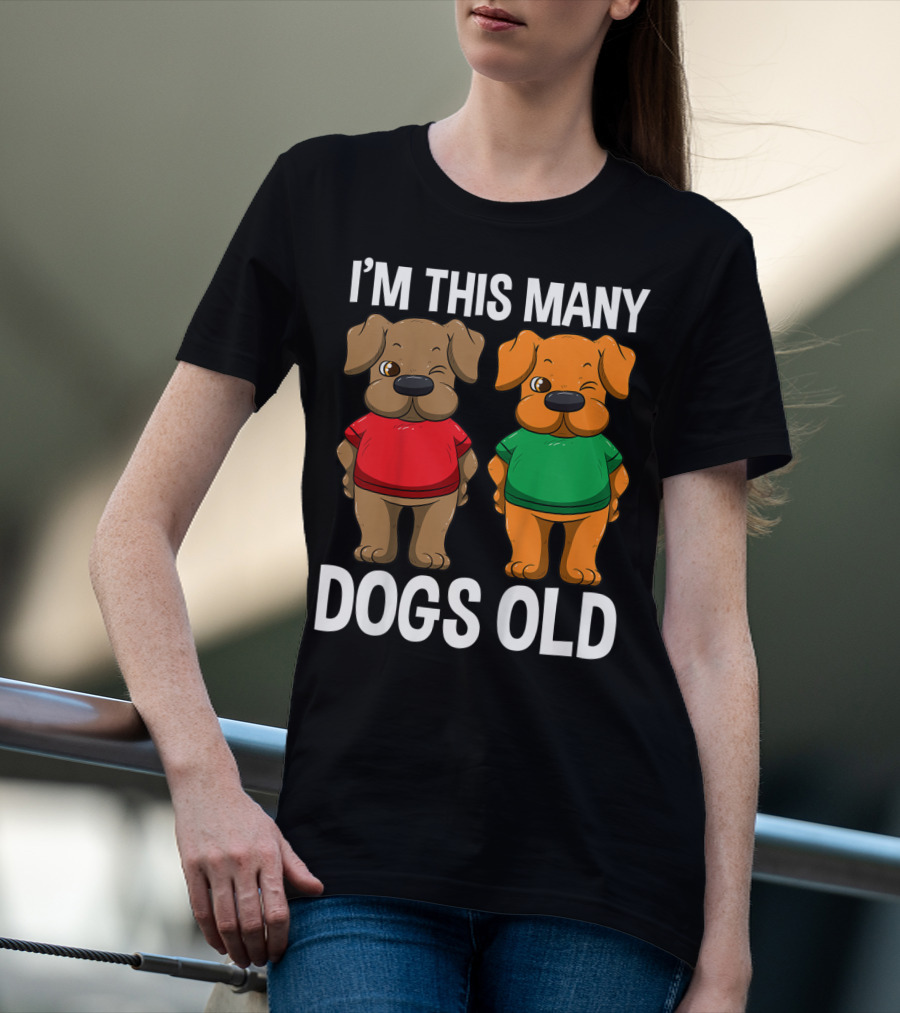 I'm This Many Dogs Old Cute Kids 2 Yr Boy Girl Birthday T-Shirt