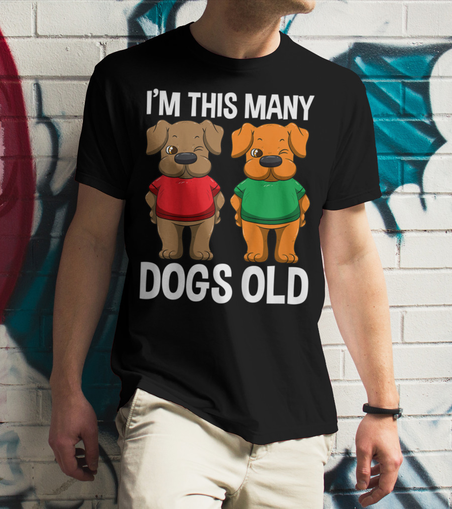 I'm This Many Dogs Old Cute Kids 2 Yr Boy Girl Birthday T-Shirt