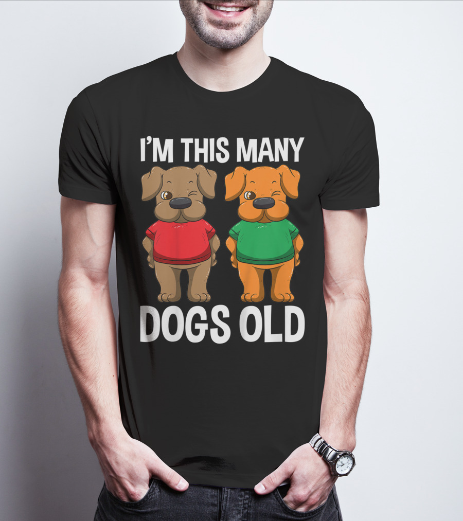 I'm This Many Dogs Old Cute Kids 2 Yr Boy Girl Birthday T-Shirt