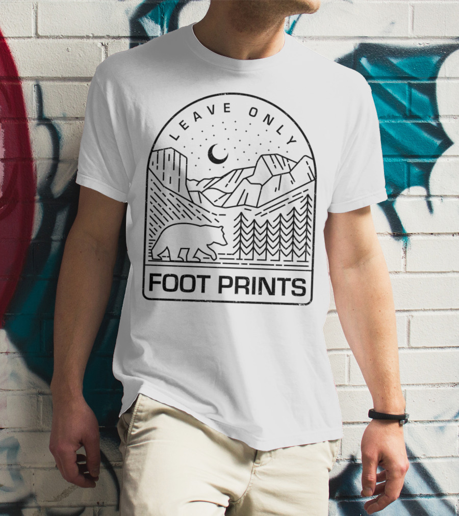 Leave Only Foot Prints Bear Mountain Night Sky Nature T-Shirt
