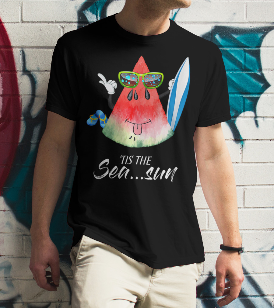 Tis The Sea Sun Melon Christmas Tree Summer Fun T-Shirt