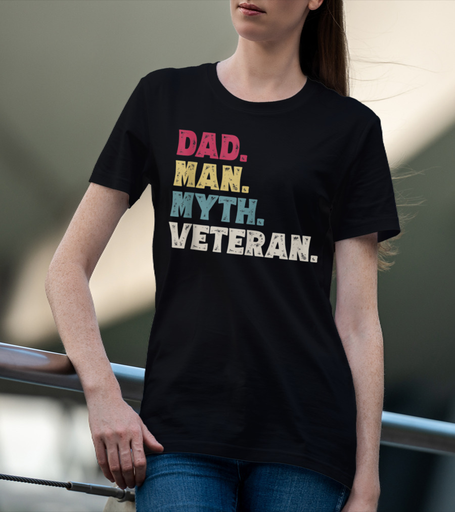 Dad Man Myth Veteran Father's Day Vinta T-Shirt