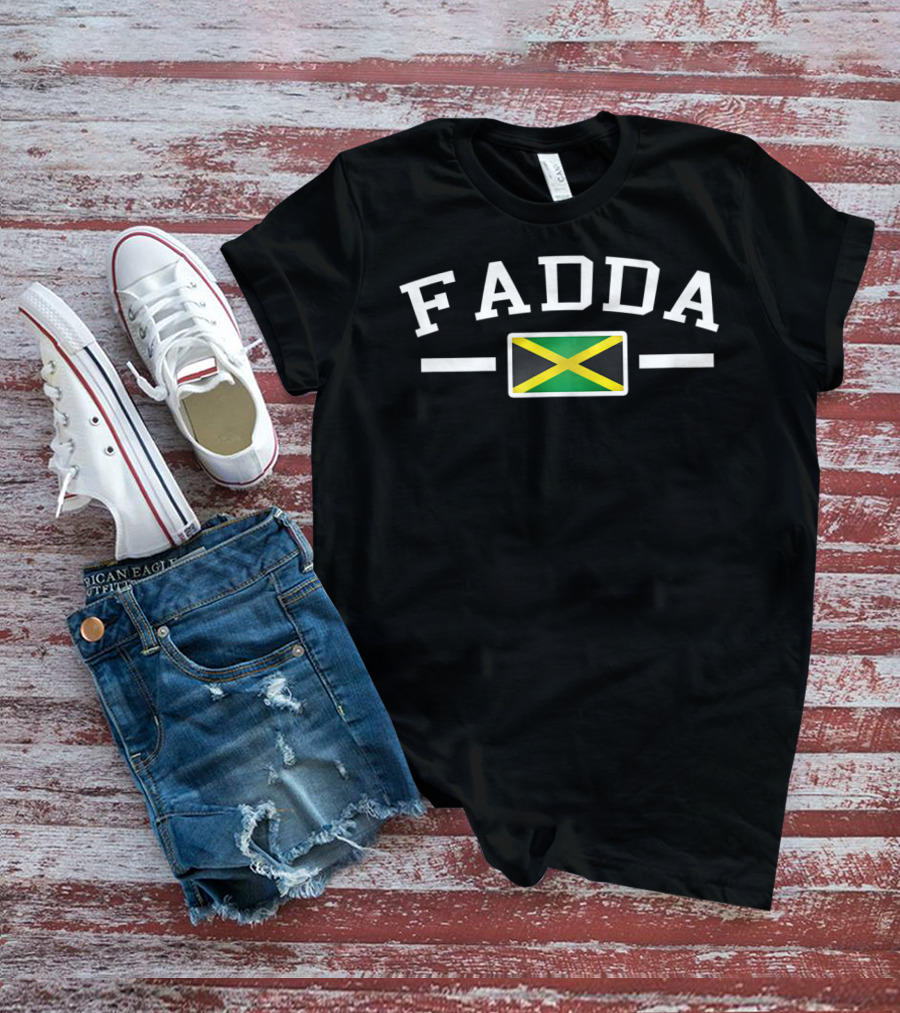Fadda Jamaican Dad With Flag Mens Funny Dad T-Shirt