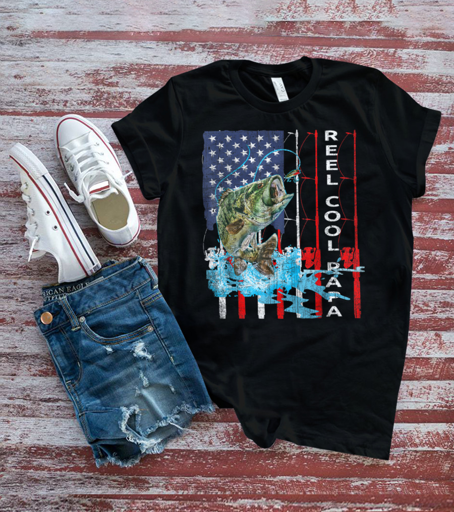 Reel Cool Papa American Flag Fish T-Shirt
