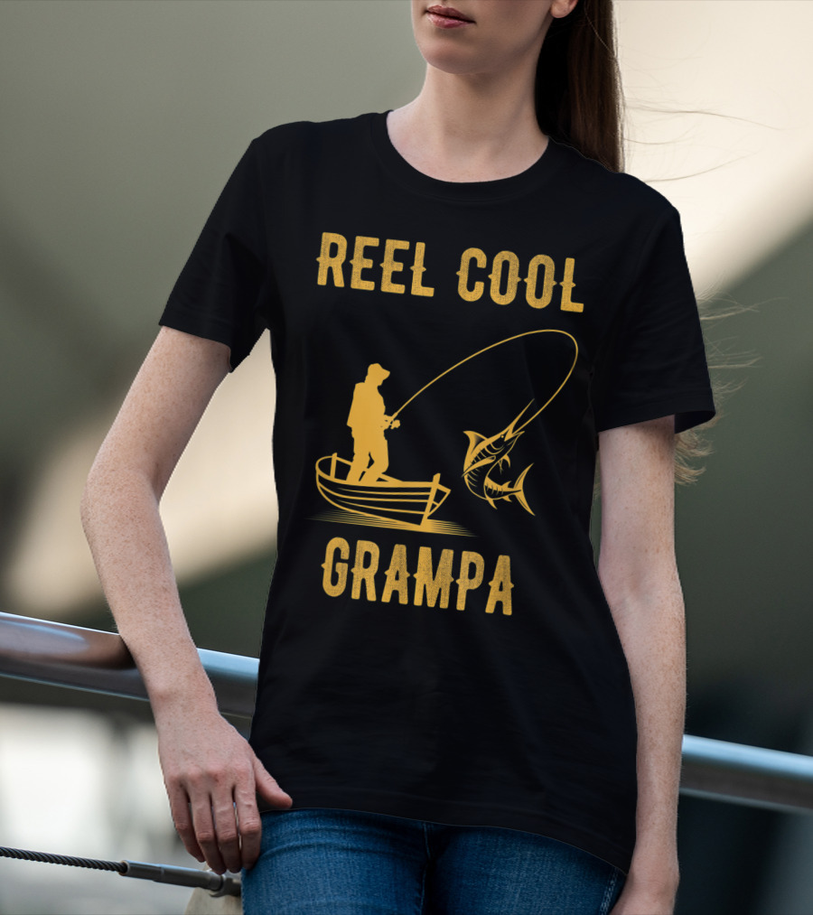 Reel Cool Grampa Fishing Boat And Catching Fish T-Shirt