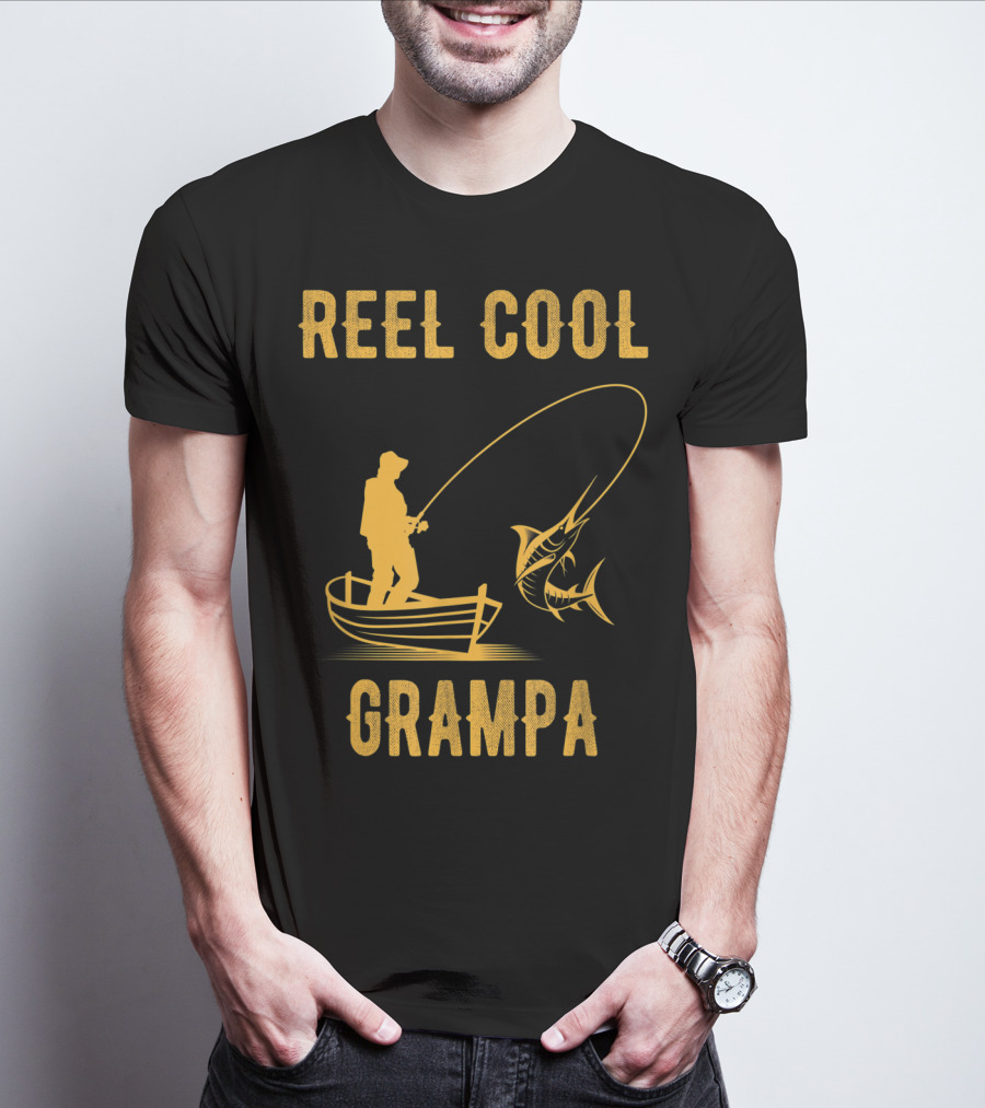 Reel Cool Grampa Fishing Boat And Catching Fish T-Shirt