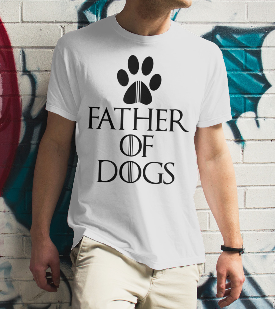 Mens Funny Dad Father Of Dogs Paw Print Iconic T-Shirt