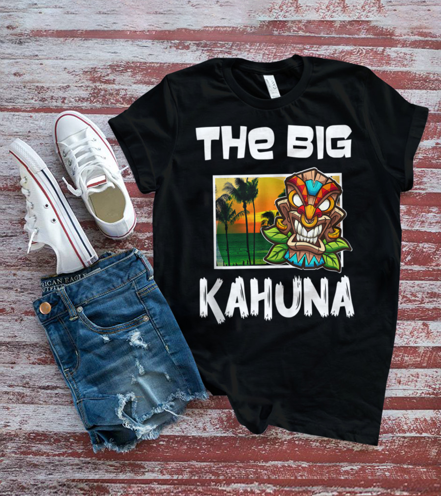 The Big Kahuna Tiki Bar Vibes Aloha Haw Palm Sunset Mask T-Shirt