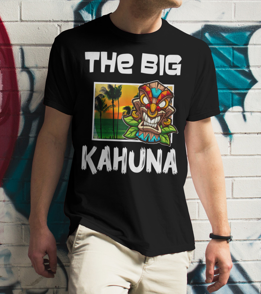 The Big Kahuna Tiki Bar Vibes Aloha Haw Palm Sunset Mask T-Shirt