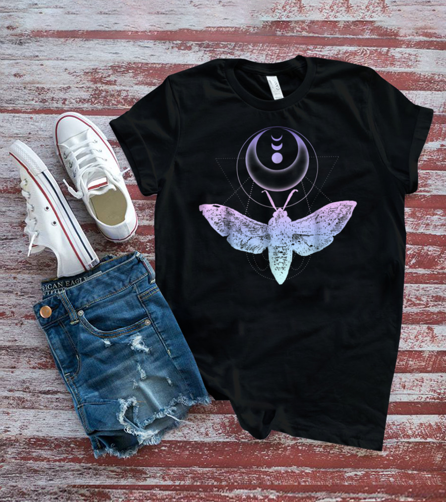 Pastel Goth Moth Crescent Moon Witchy Aesthetic T-Shirt