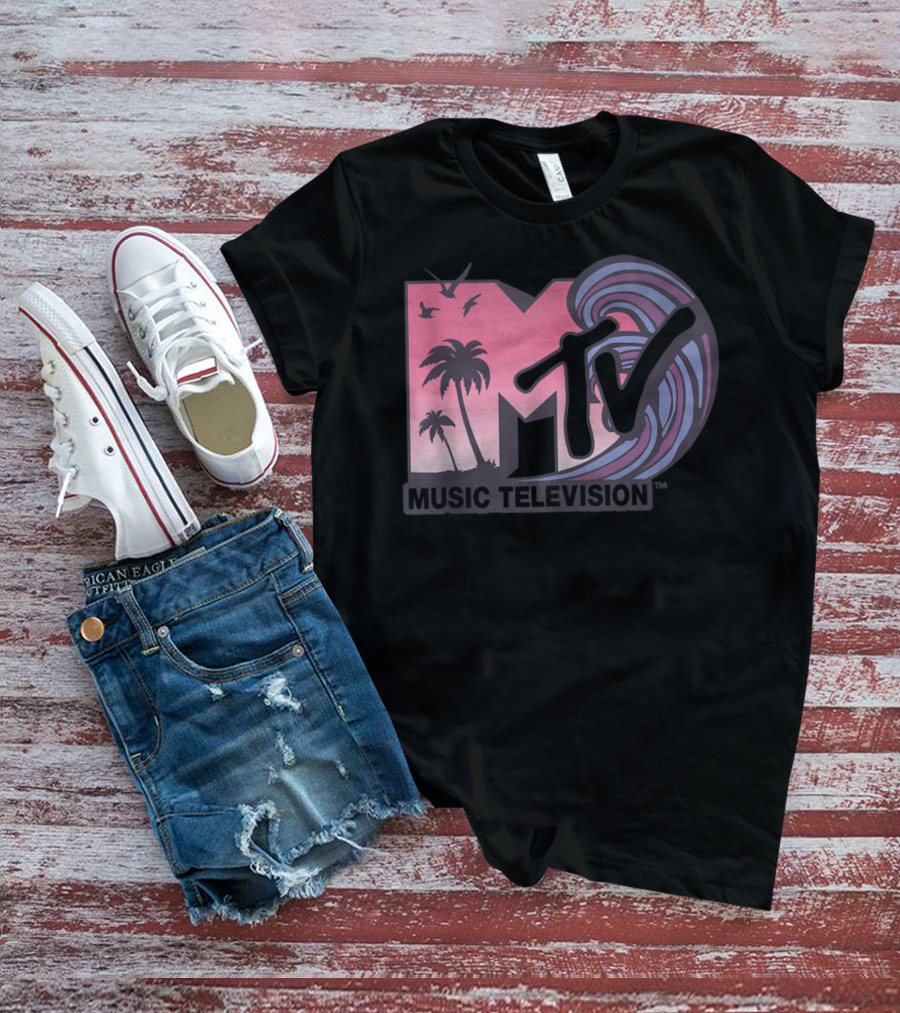 MTV Music Television Palm Trees And Waves T-Shirt