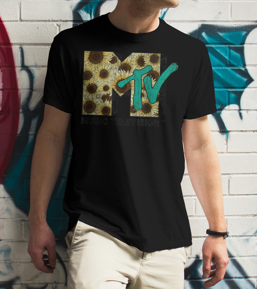 MTV Music Television Distressed Vintage Sunflower T-Shirt