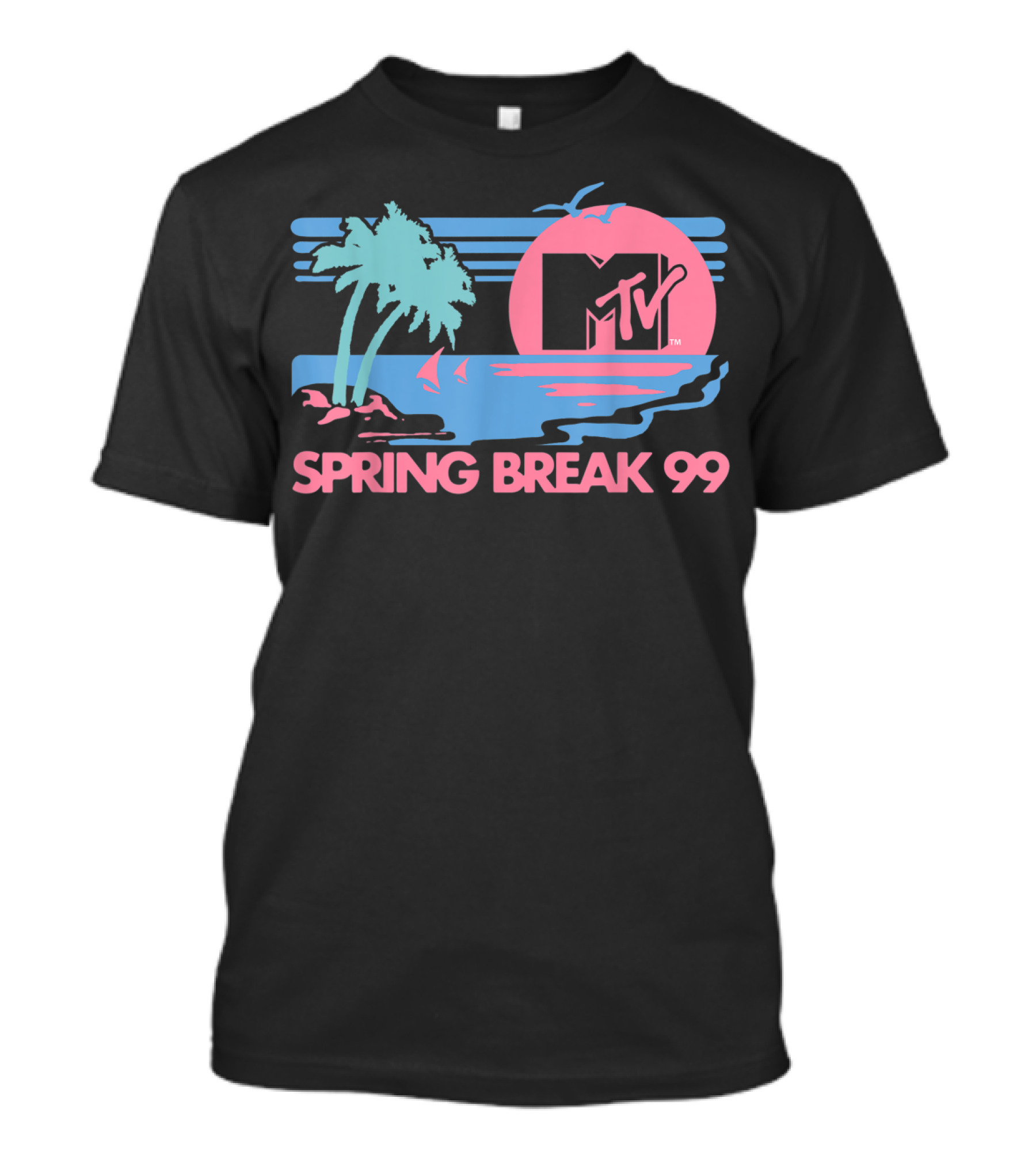 MTV Spring Break 99 Pastel Beach Palm Trees Sunset T-Shirt