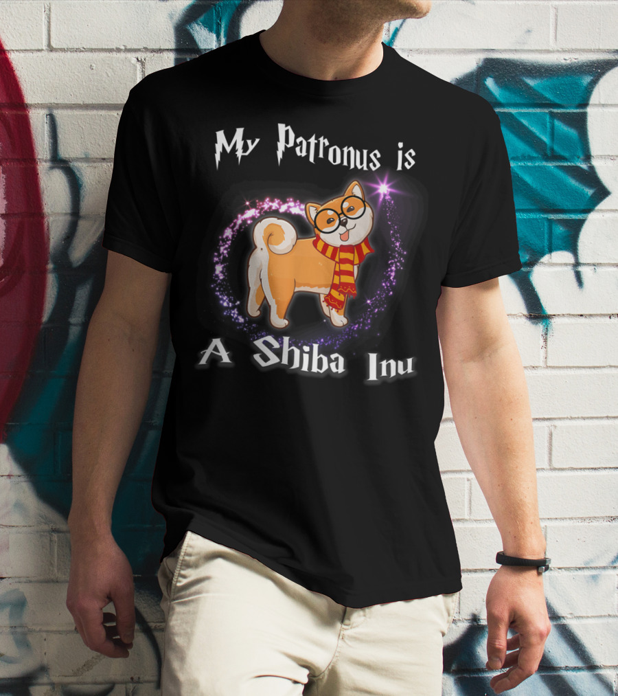 My Patronus Is A Shiba Inu Dog Lovers Magic Circle Scarf Glasses T-Shirt