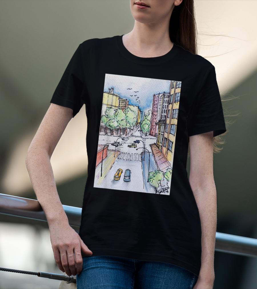 New York City Urban Street View From The Highline With Cars And Buildings T-Shirt
