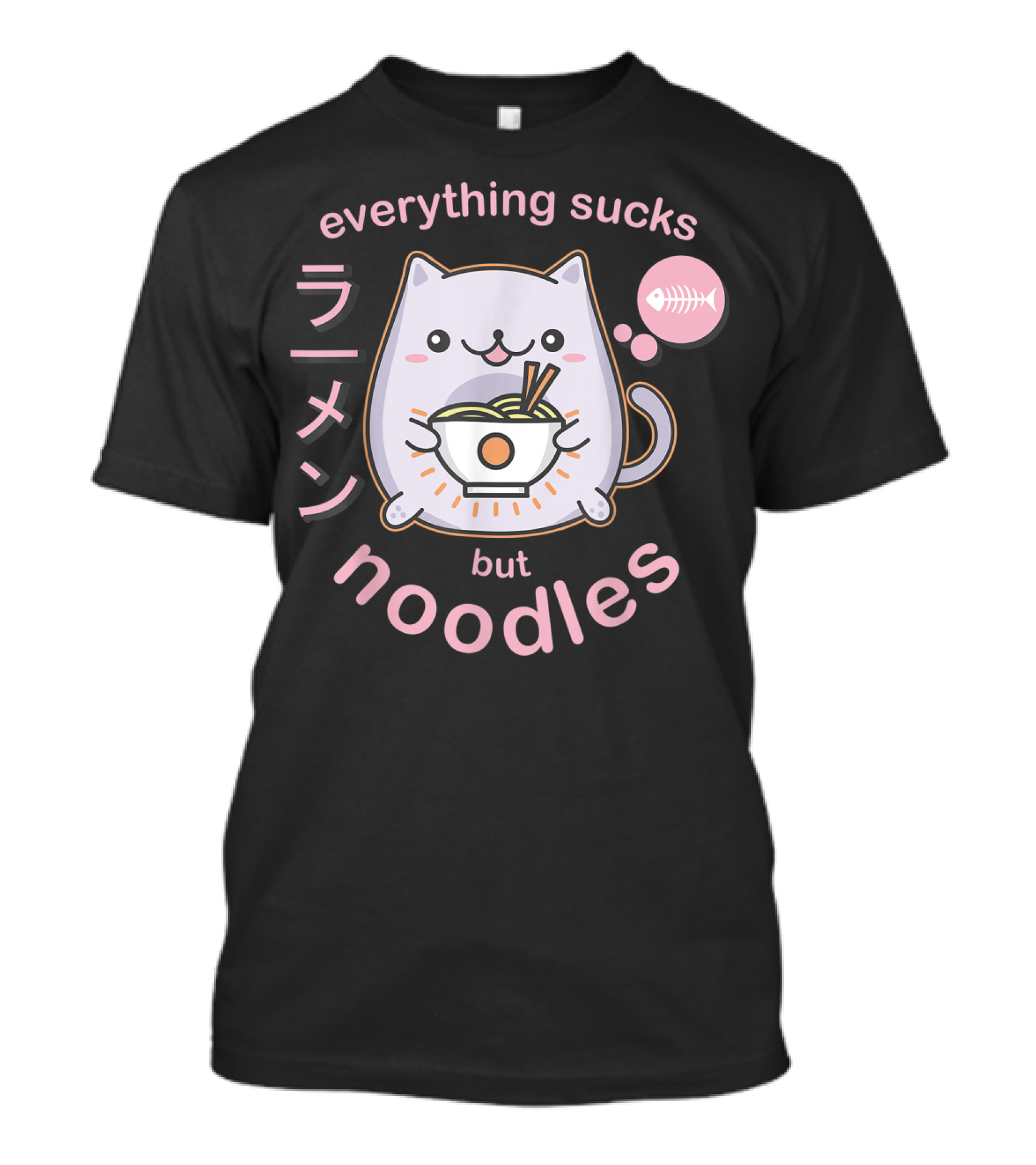 Everything Sucks But Noodles Pastel Goth Ramen Cat Anime Kawaii T-Shirt