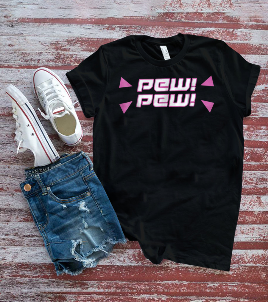 Pew Pew Cute Videogame Retro Text T-Shirt