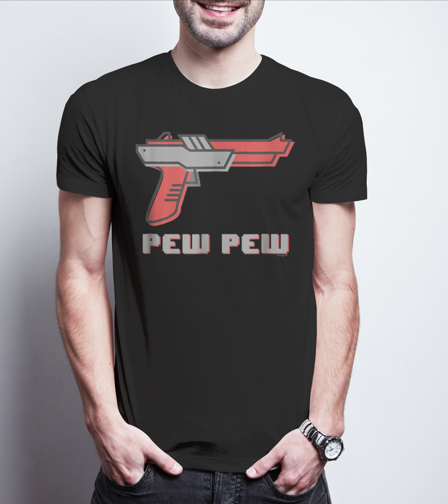 Pew Pew Retro Gaming Gun T-Shirt