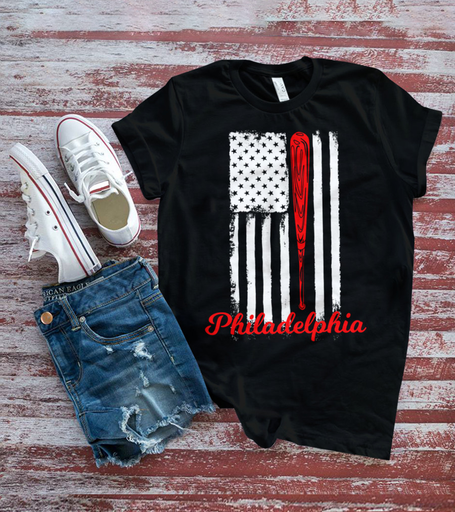 Philadelphia Baseball Flag American Bat T-Shirt