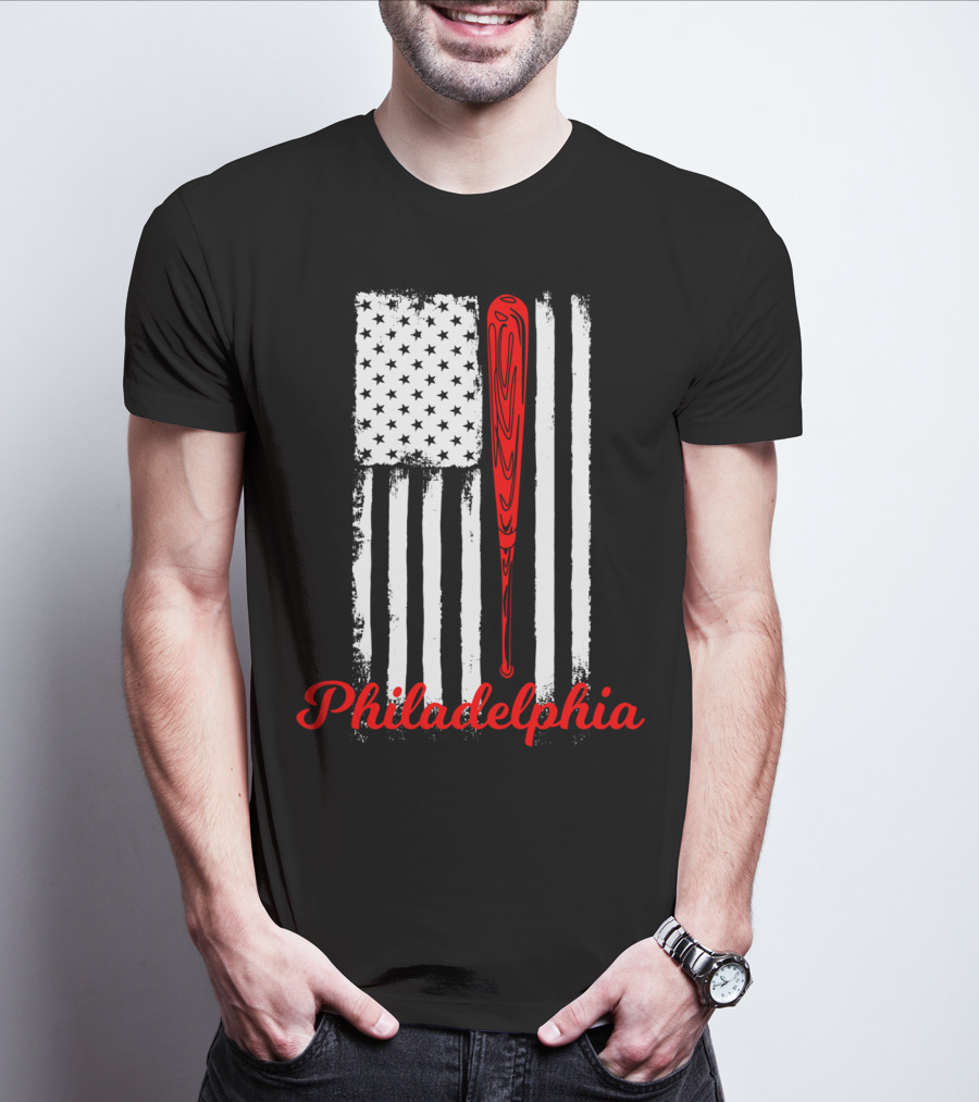 Philadelphia Baseball Flag American Bat T-Shirt