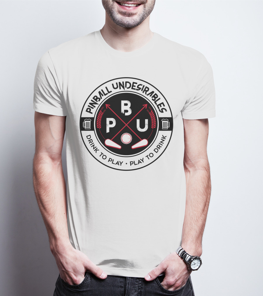Pinball Undesirables Drink To Play Play To Drink BPU Golf Arrows Beer T-Shirt