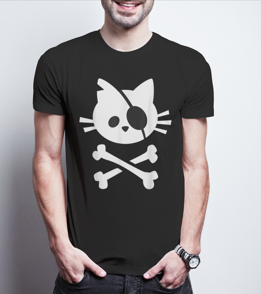 Pirate Cat Skull Crossbones T-Shirt