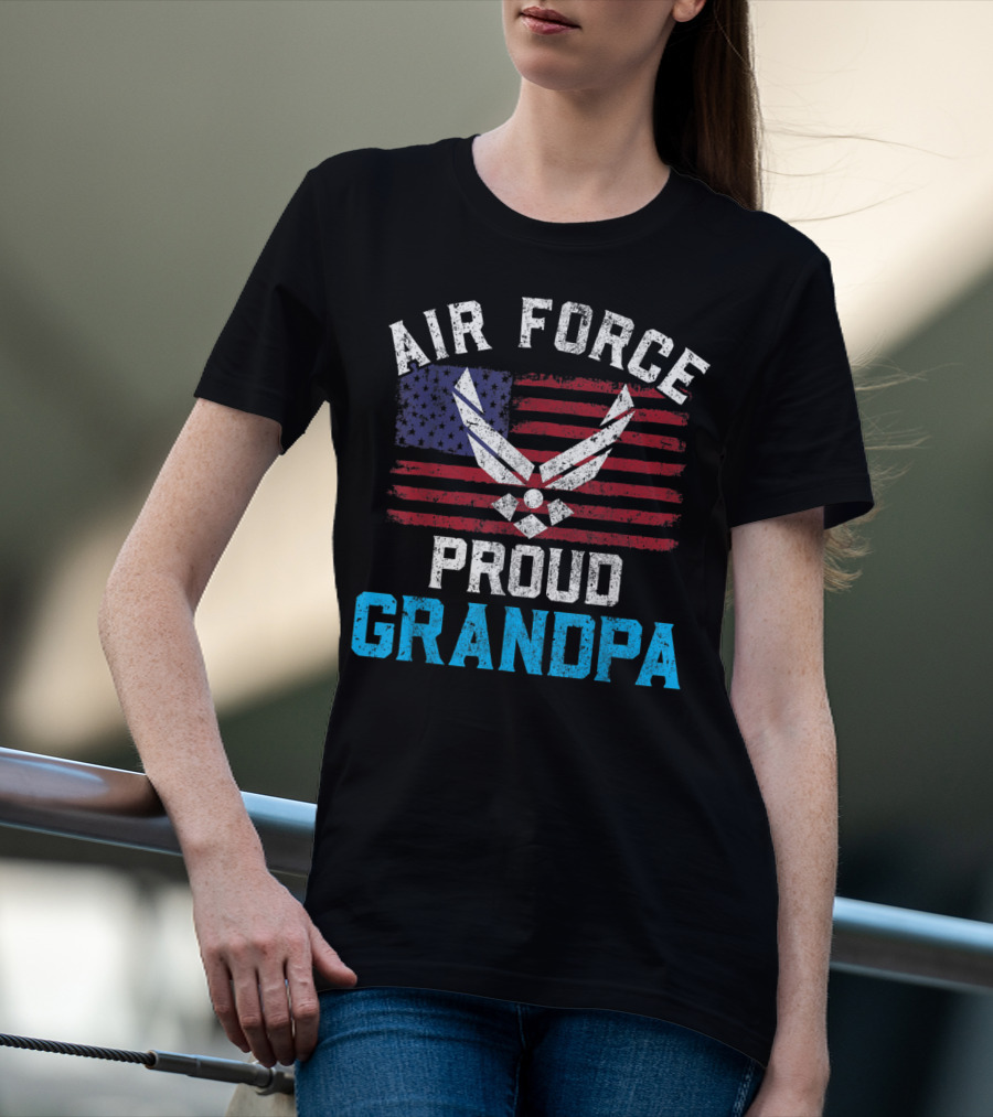 Proud Air Force Grandpa American Flag T-Shirt