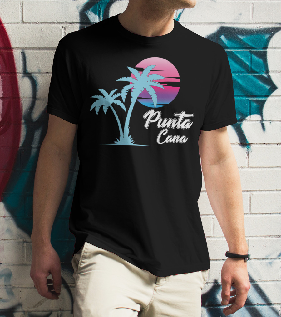 Punta Cana Cool Dainty Beach Lovers Sunset Palm Trees T-Shirt