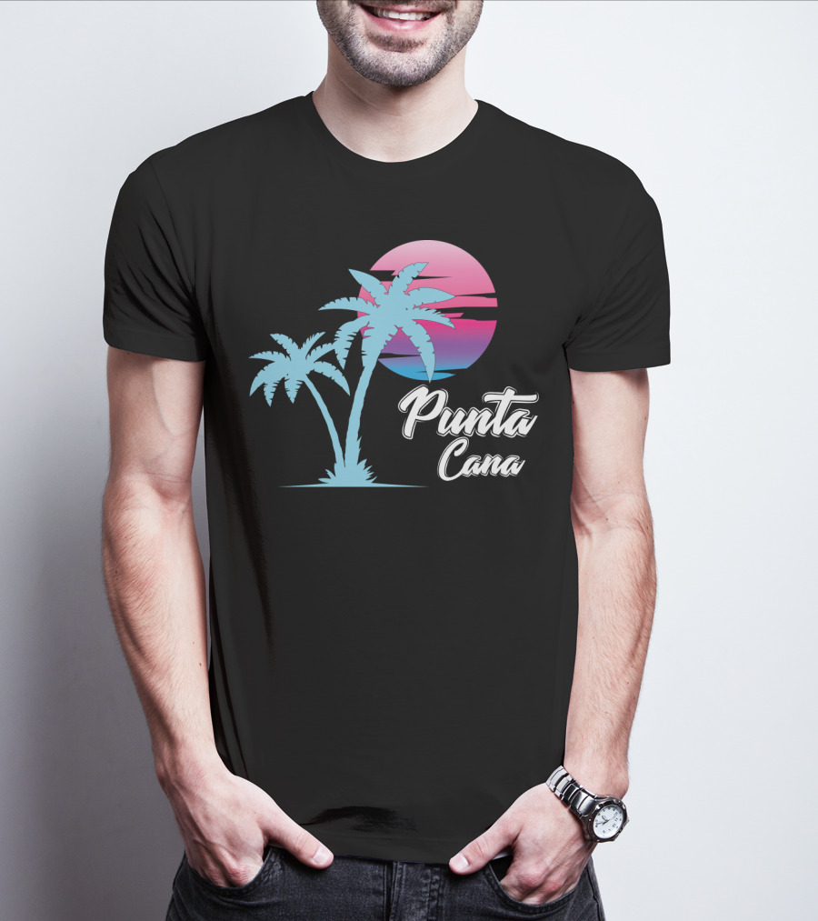 Punta Cana Cool Dainty Beach Lovers Sunset Palm Trees T-Shirt