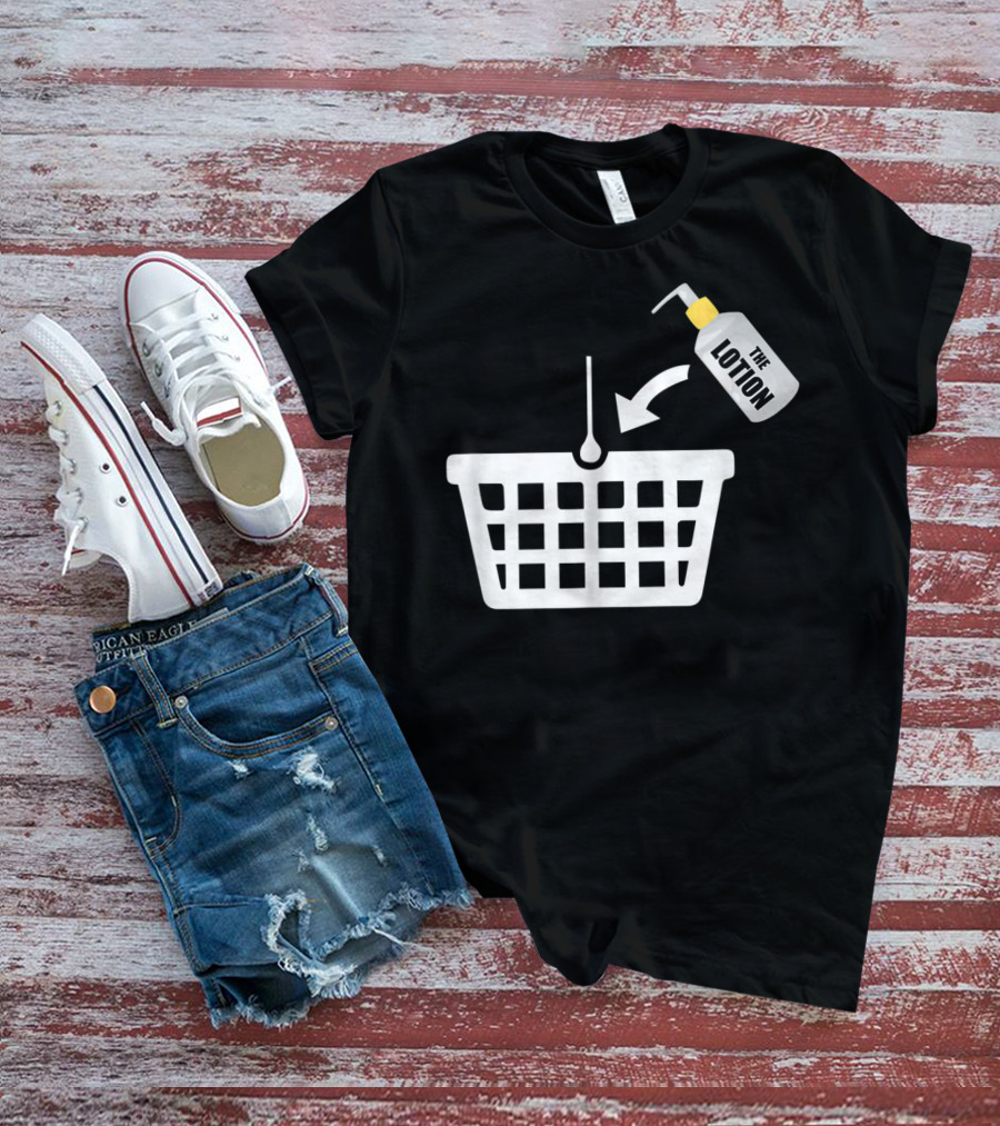Put The Lotion In The Basket Icon With Pump Bottle And Arrow T-Shirt
