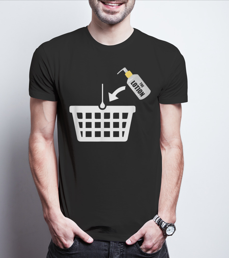Put The Lotion In The Basket Icon With Pump Bottle And Arrow T-Shirt