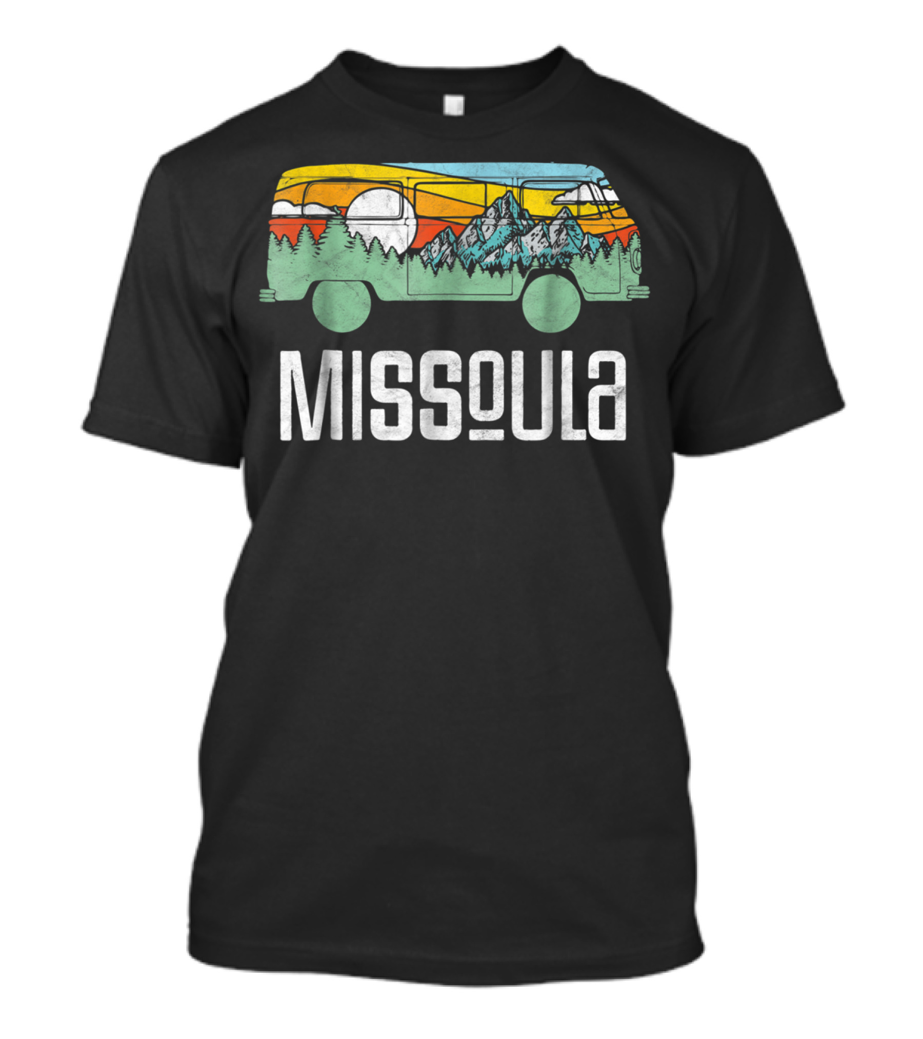 Missoula Montana Retro Hippie Van Nature Scene T-Shirt