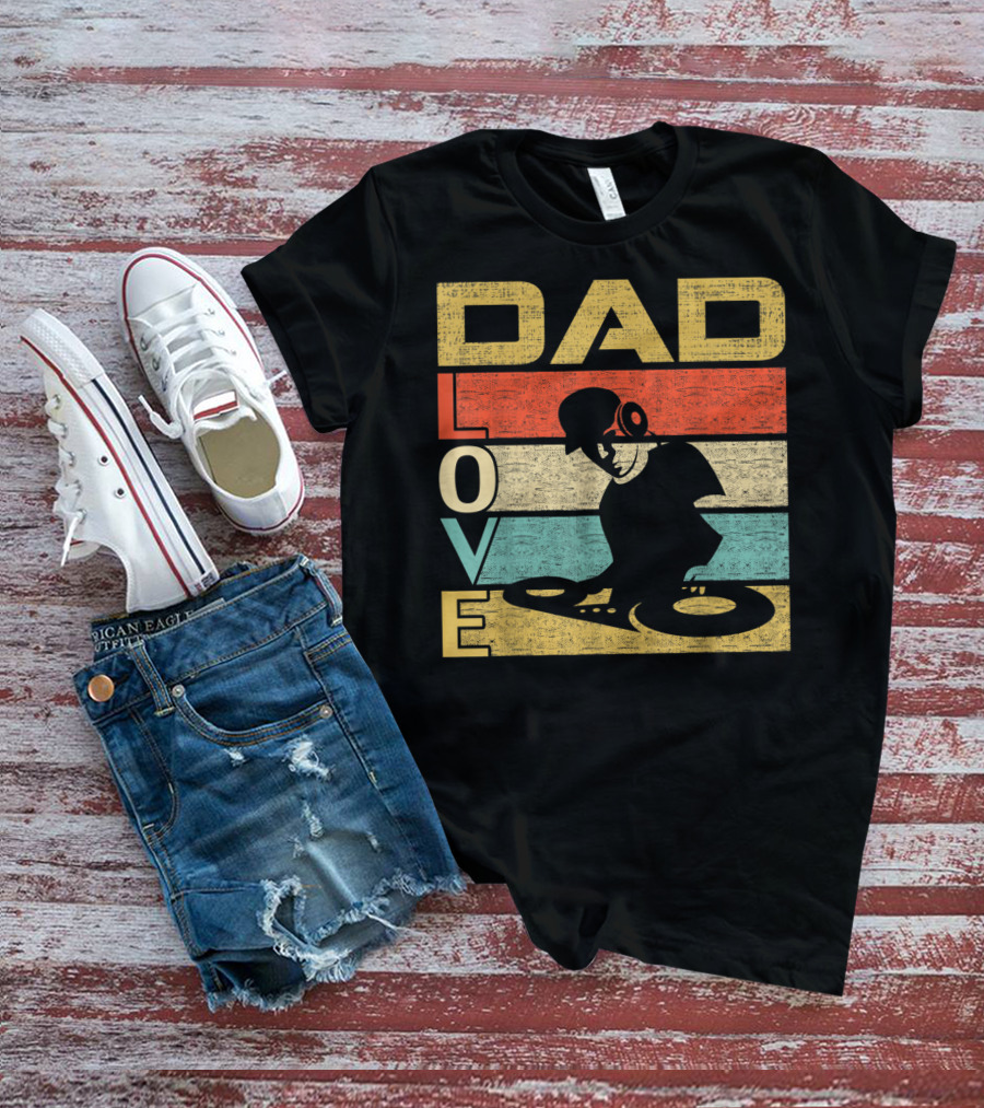 Retro Vintage Dad Love DJ Deejay Funny Father's T-Shirt