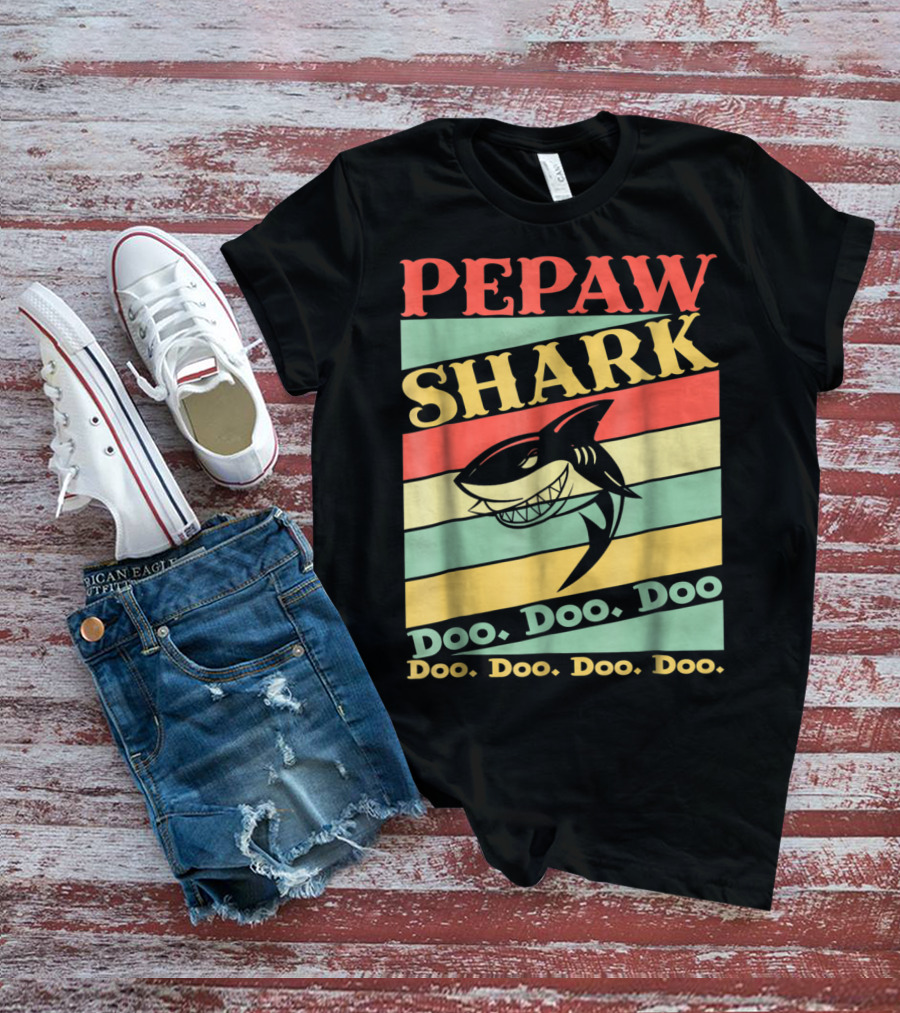 PEPAW SHARK Doo Doo Doo Retro Vintage T-Shirt
