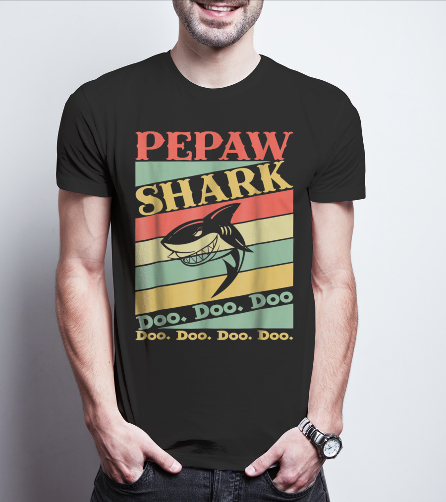 PEPAW SHARK Doo Doo Doo Retro Vintage T-Shirt