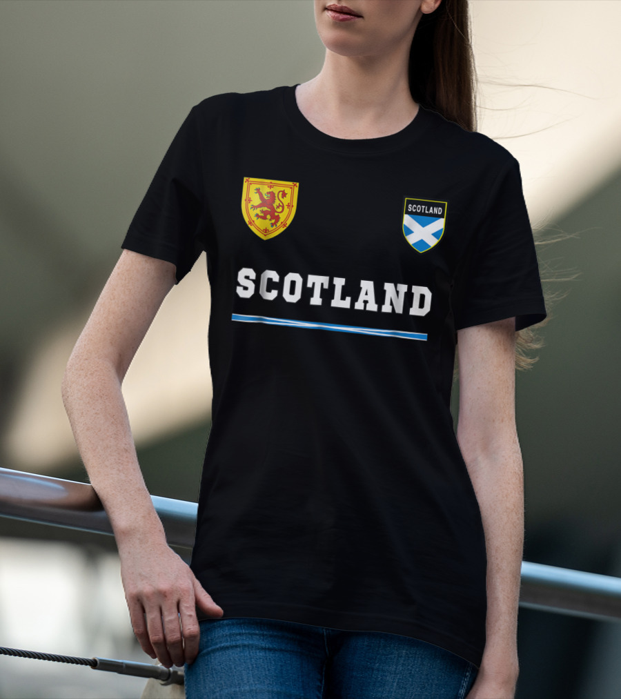 Scotland Soccer Jersey Flag With Scottish Lion And Saltire Badges T-Shirt
