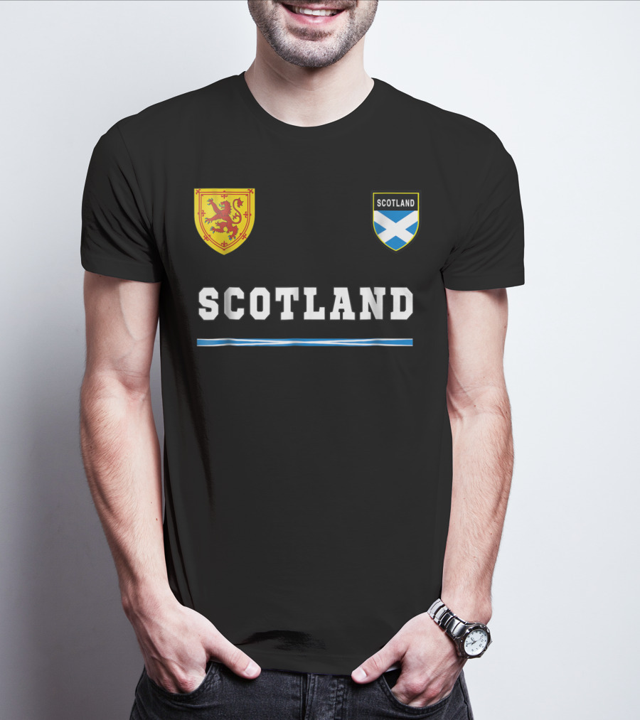 Scotland Soccer Jersey Flag With Scottish Lion And Saltire Badges T-Shirt