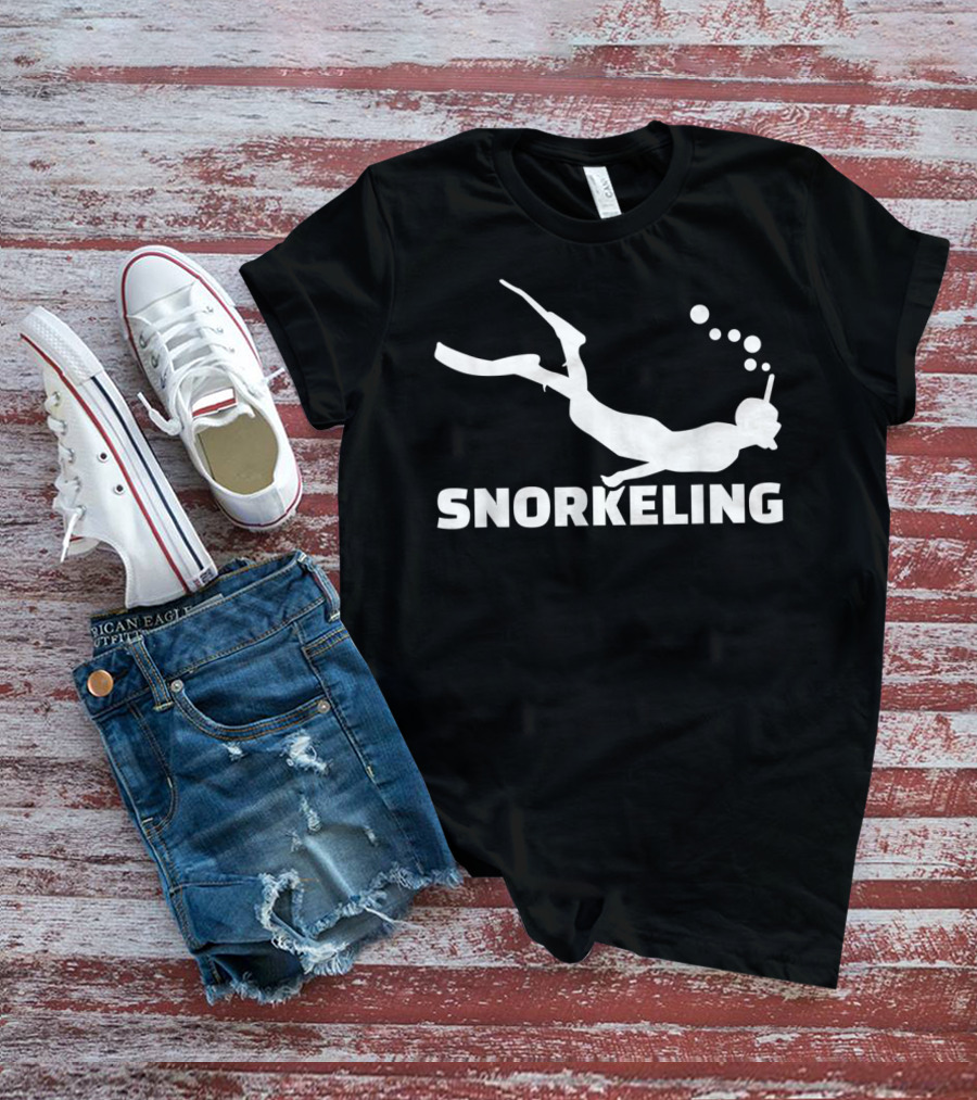 Snorkeling Diver Silhouette With Bubbles T-Shirt