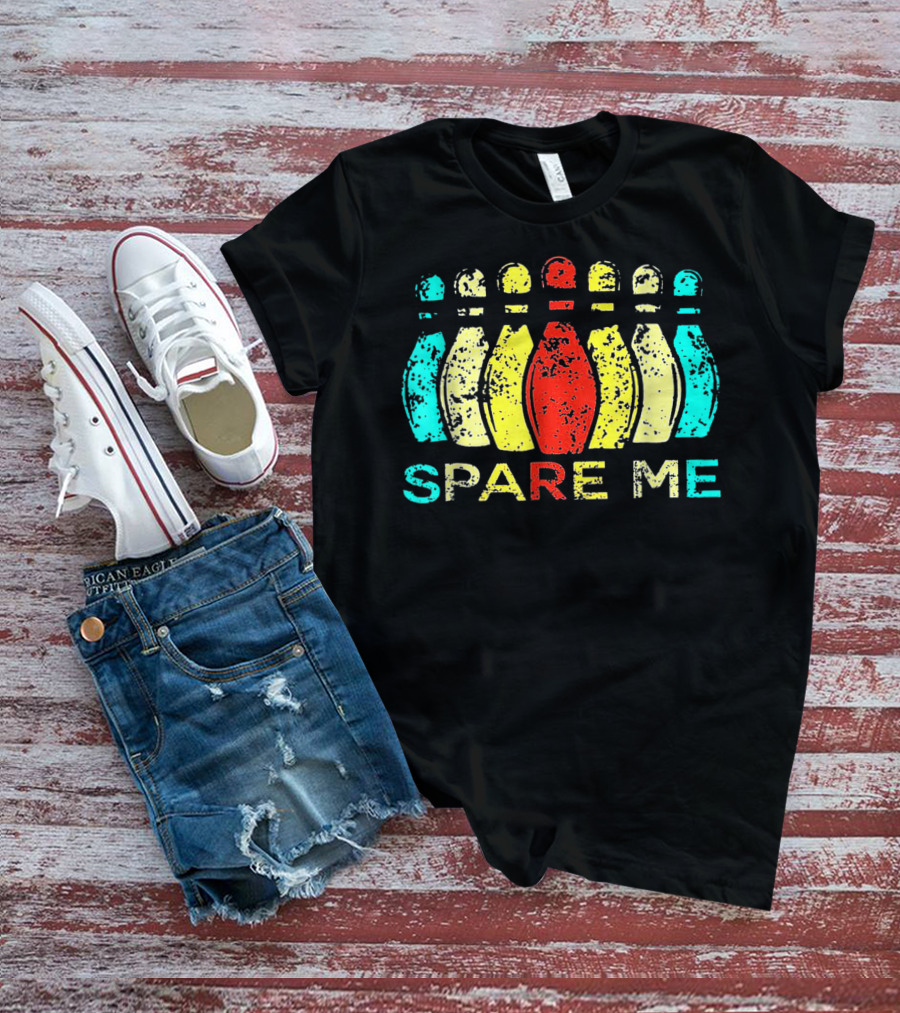 Spare Me Bowling Vintage Bowling Pins T-Shirt
