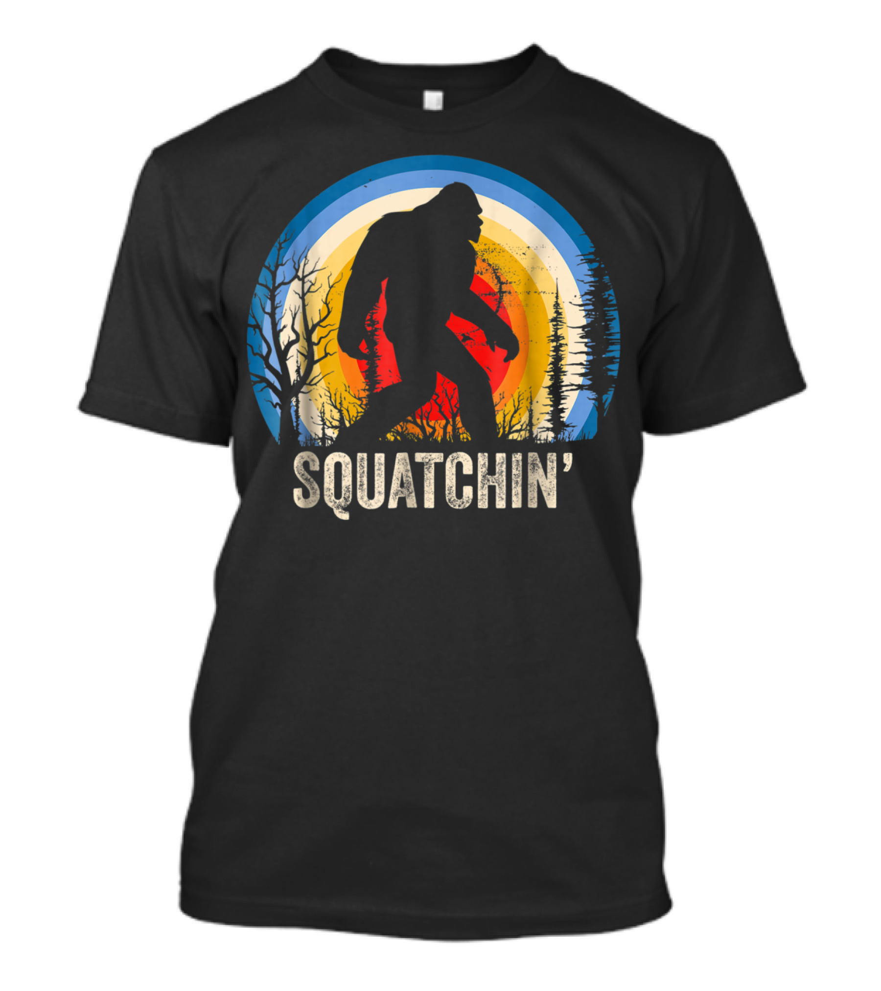 Squatchin Sasquatch Lover Vintage Sunset T-Shirt