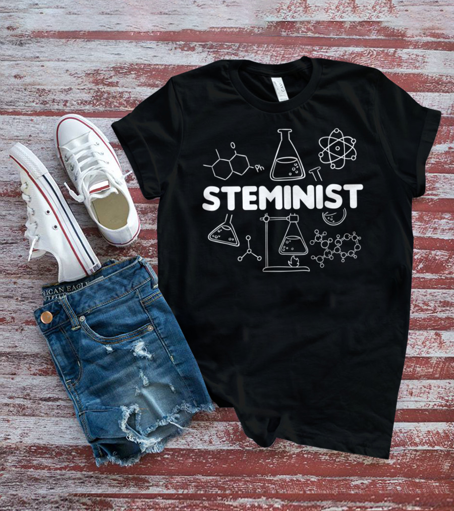 STEMinist Chemistry Physics Science Molecule Atom Lab Flask T-Shirt