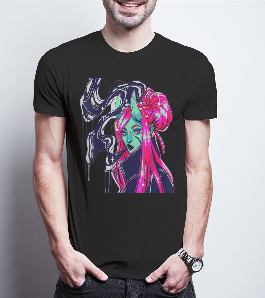 Angel Demon Neon Fantasy Comic T-Shirt