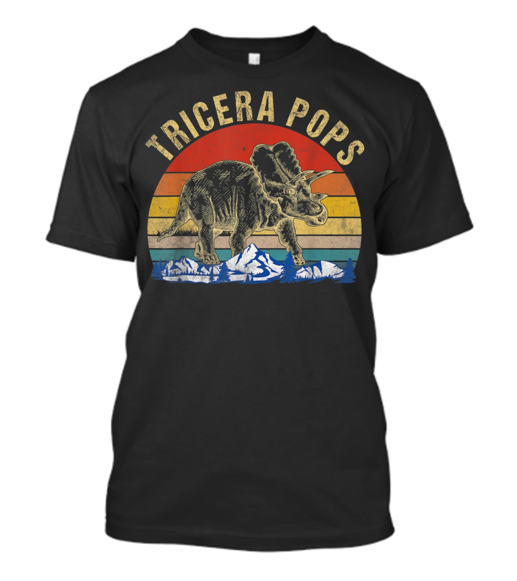 Tricera Pops Dinosaur Dad Triceratops Vintage T-Shirt