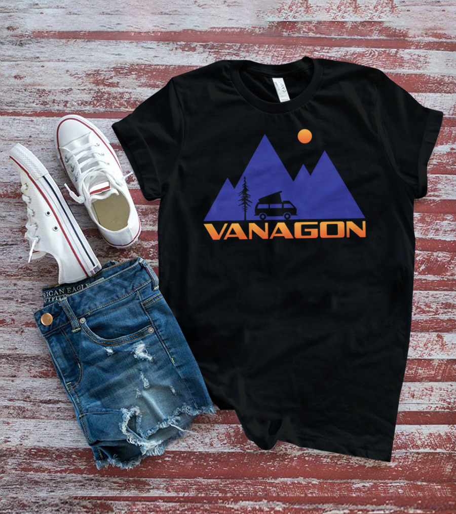 Vanagon Camper Van Mountain Sunset Scene T-Shirt