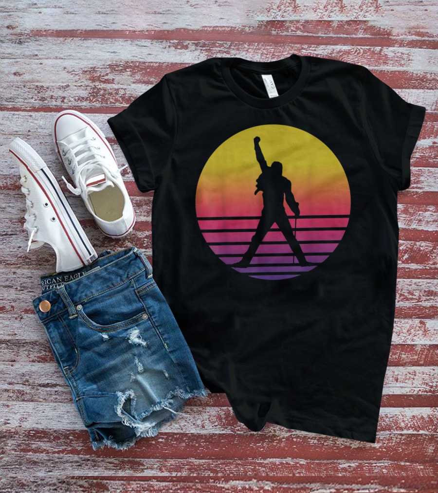 Vintage Freddie Mercury Silhouette Music Icon Sunset T-Shirt