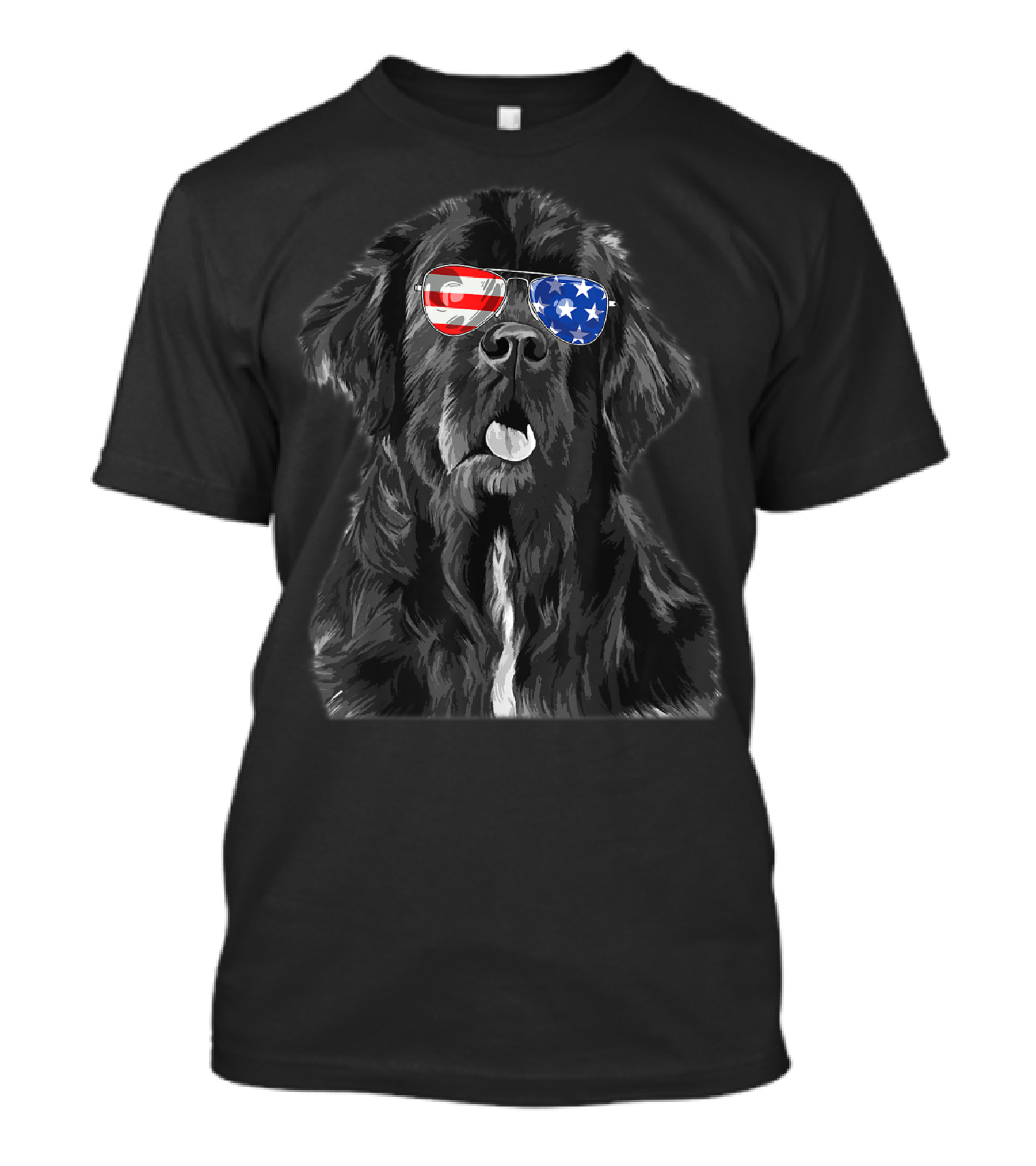 Vintage Newfoundland Dog With American Flag Glasses T-Shirt